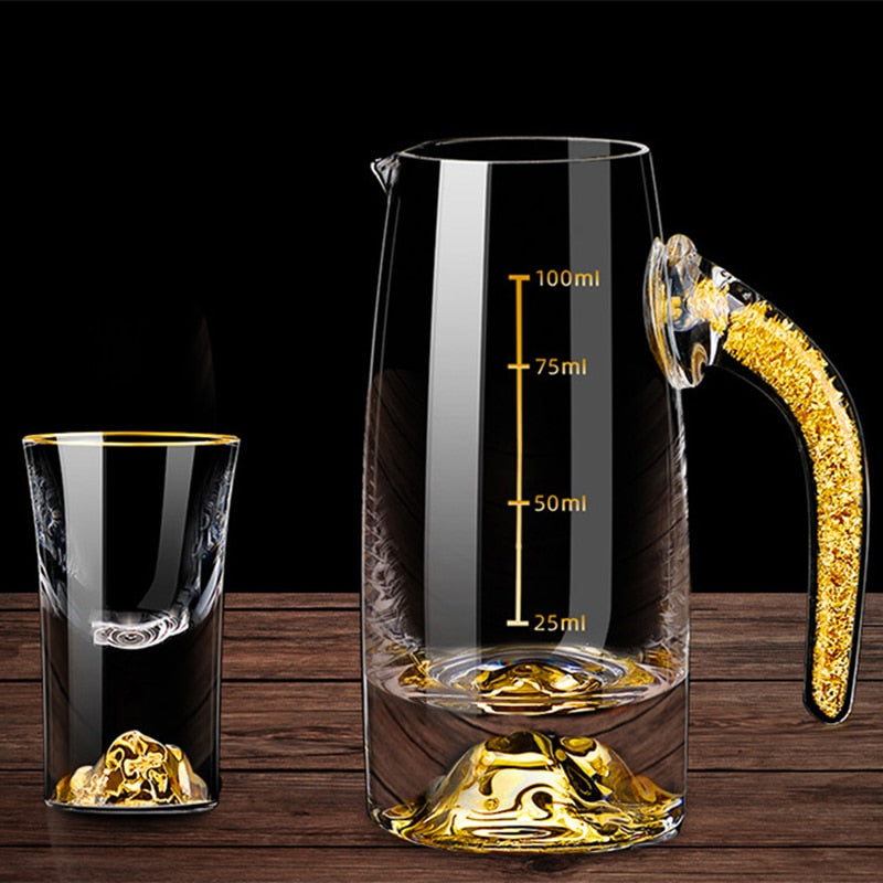 Kristall Likör Spirituosen Shot-Glas Box Gold Dicke Unterseite Weingläser | Brehn