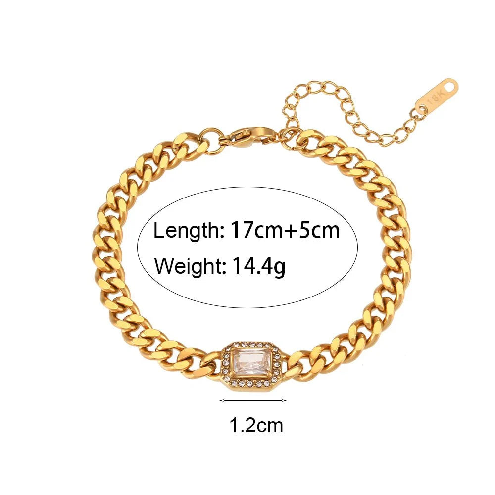Brehn | Kubanische Kette Quadrat geschnittener Diamant Choker und Armband