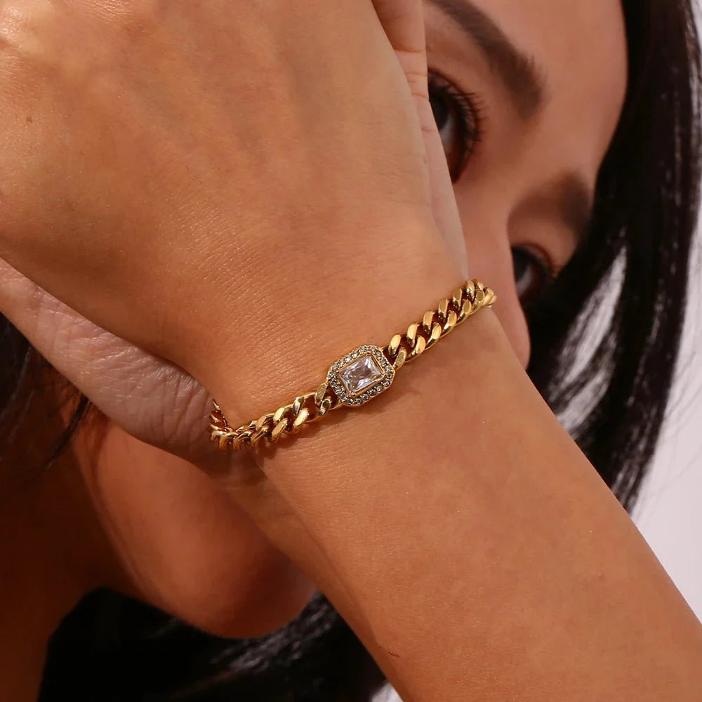 Brehn | Kubanische Kette Quadrat geschnittener Diamant Choker und Armband