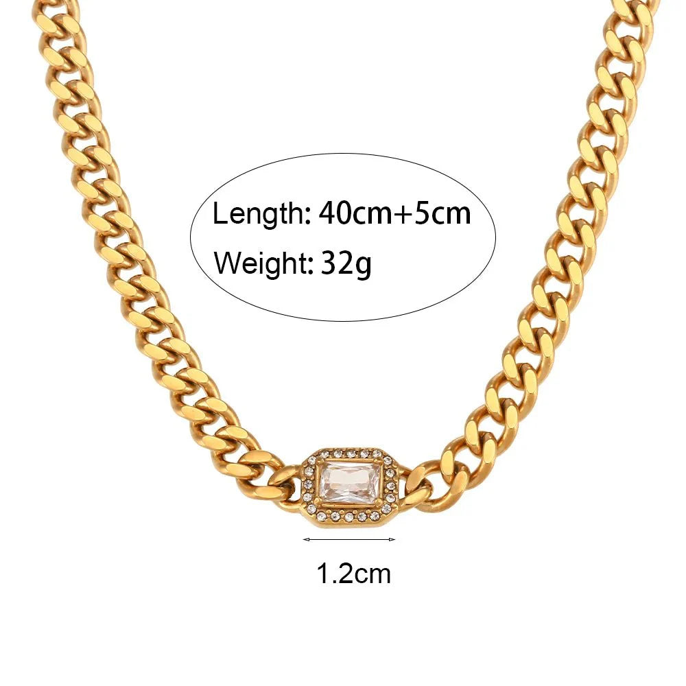 Brehn | Kubanische Kette Quadrat geschnittener Diamant Choker und Armband