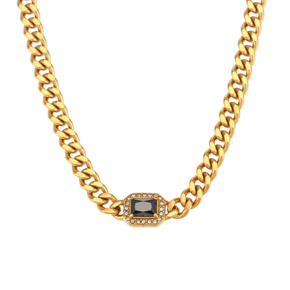 Brehn | Kubanische Kette Quadrat geschnittener Diamant Choker und Armband
