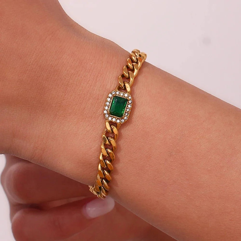 Brehn | Kubanische Kette Quadrat geschnittener Diamant Choker und Armband