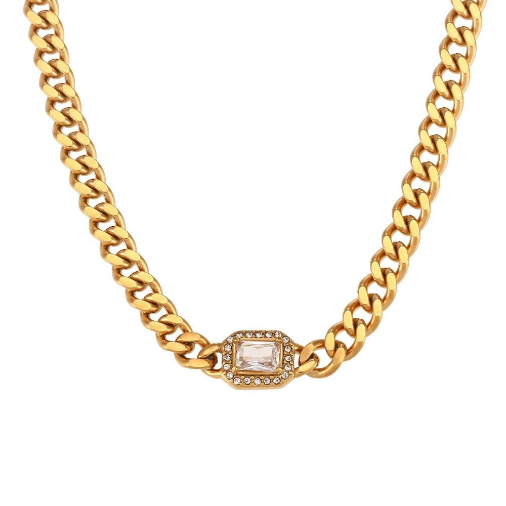 Brehn | Kubanische Kette Quadrat geschnittener Diamant Choker und Armband