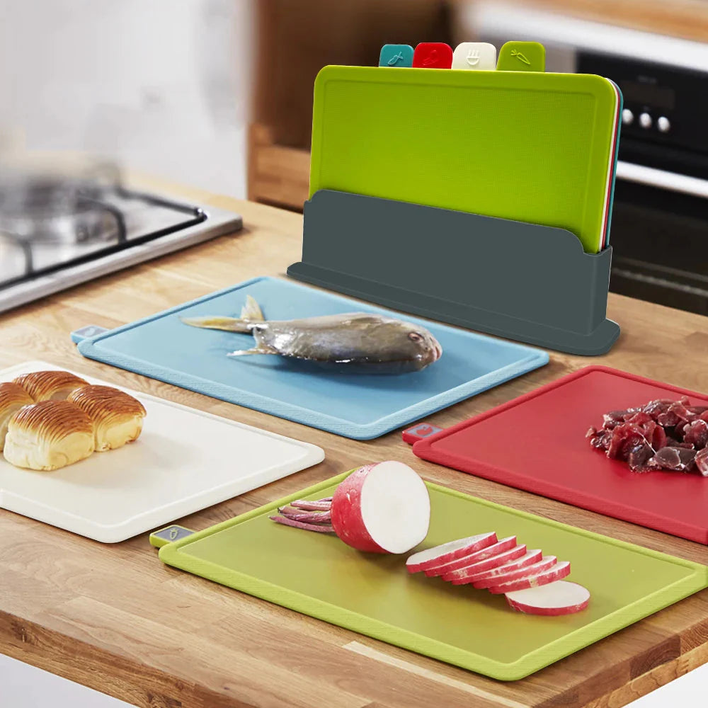 Schneidebretter mit Halter 4 Stück Sets Antibakterielles Schneidebrett | Brehn