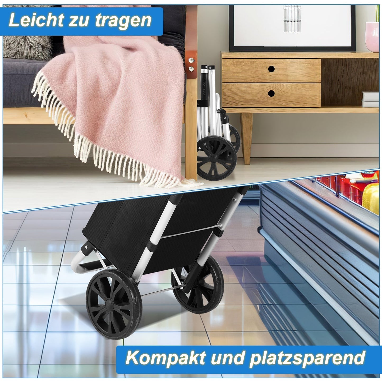 Einkaufstrolley Einkaufsroller Klappbar 40L | Brehn