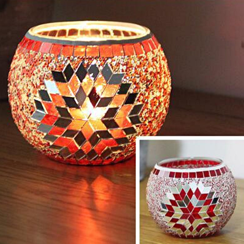 Europäischer Retro Glas Mosaik Teelichthalter