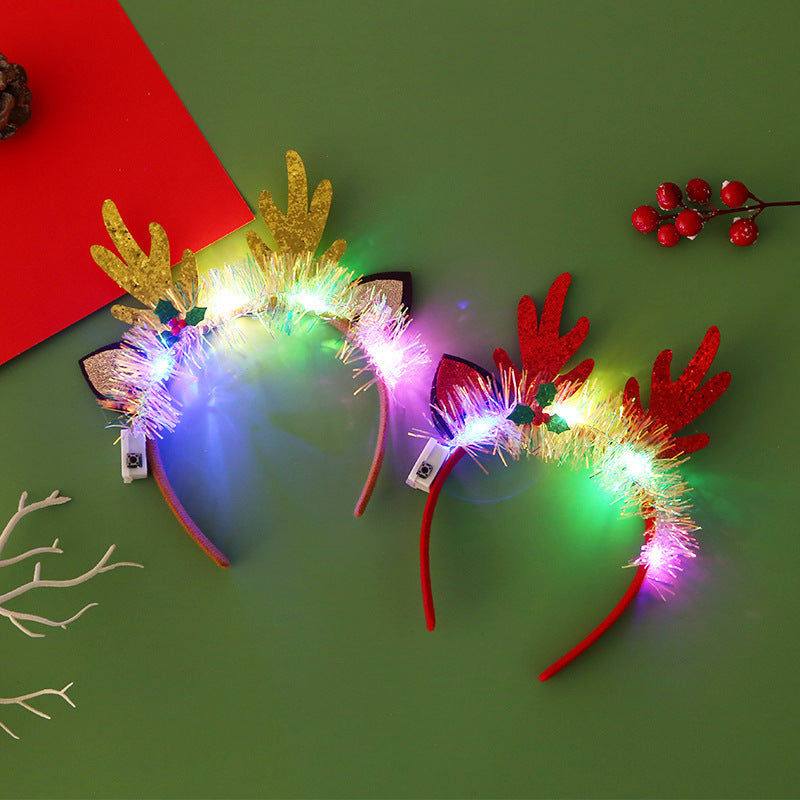 Brehn | IPC Weihnachten Haarband Leuchtendes Stirnband Weihnachtsbaum Schneeflocke Haarband Hirschgeweih Licht Blinkendes Kopfschmuck Frohe Weihnachten Geschenk