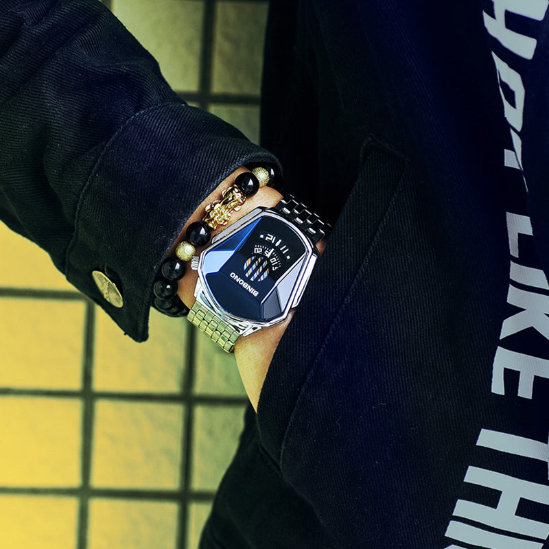 Herren-Quarzuhr im Diamant-Stil