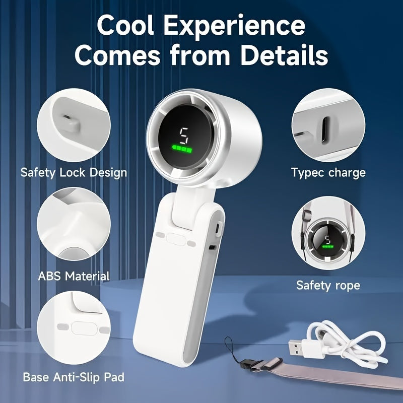 USB wiederaufladbarer Handventilator mit 5 Geschwindigkeiten | Brehn