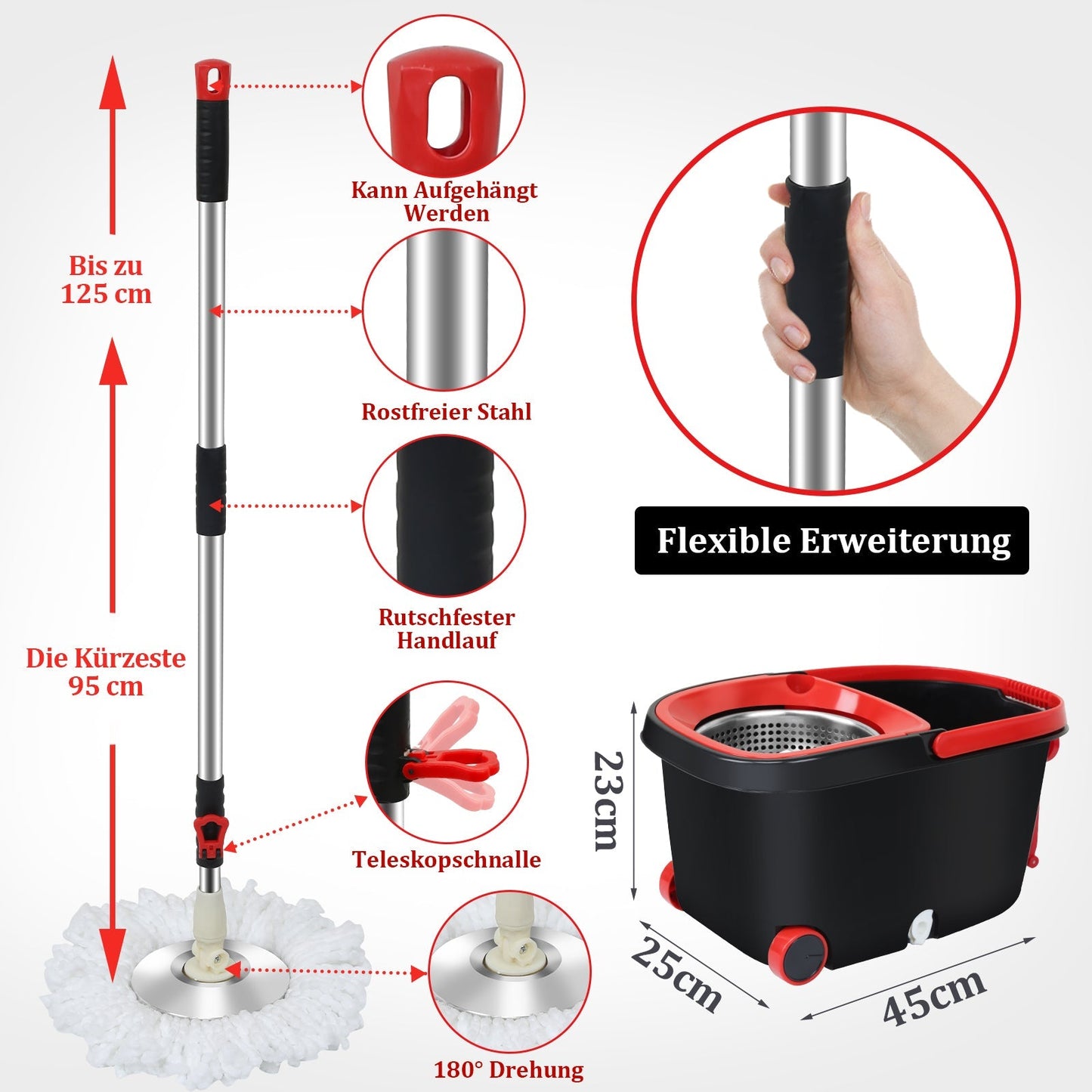 Wischmop Set Bodenwischer mit Eimer | Brehn