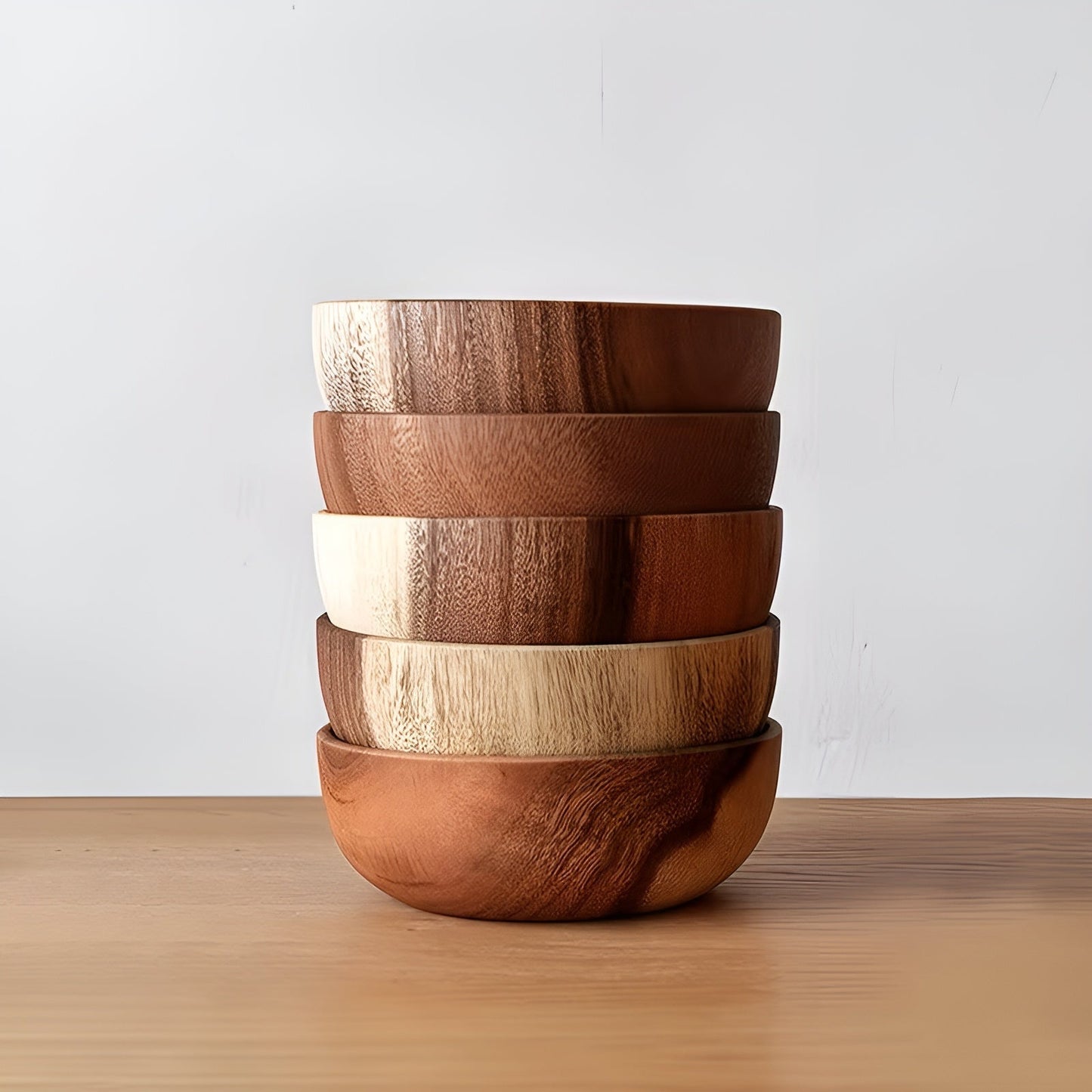 Servierschüssel-Set aus Holz (4-teilig) – ReusaBrehne und handgefertigt | Ideal für Salat, Suppe, Reis und Ramen