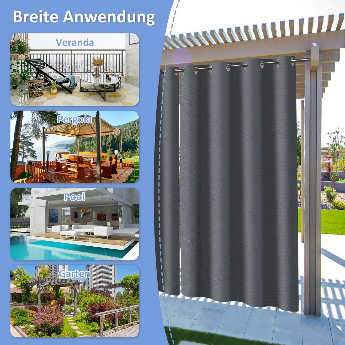 Outdoor Vorhang Wasserdicht mit Ösen | Brehn