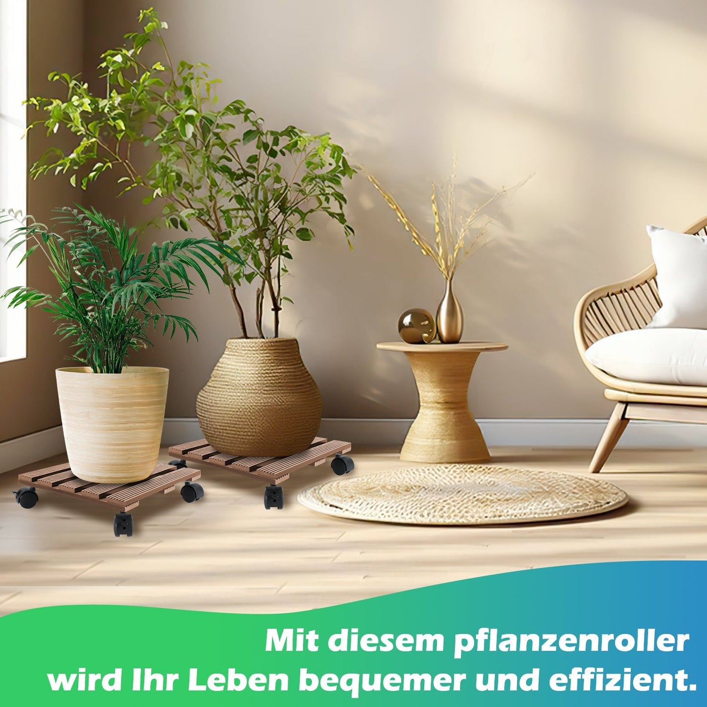 WPC Pflanzenroller Eckig mit Rollen Tragkraft 80 kg | Brehn