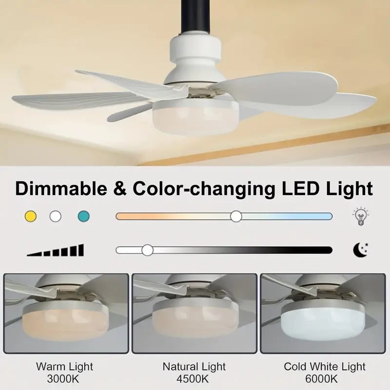 Brehn | LuxeBreeze Tragbarer Deckenventilator & Licht | Elegante 2-in-1-Lösung mit Fernbedienung für Komfort und Stil
