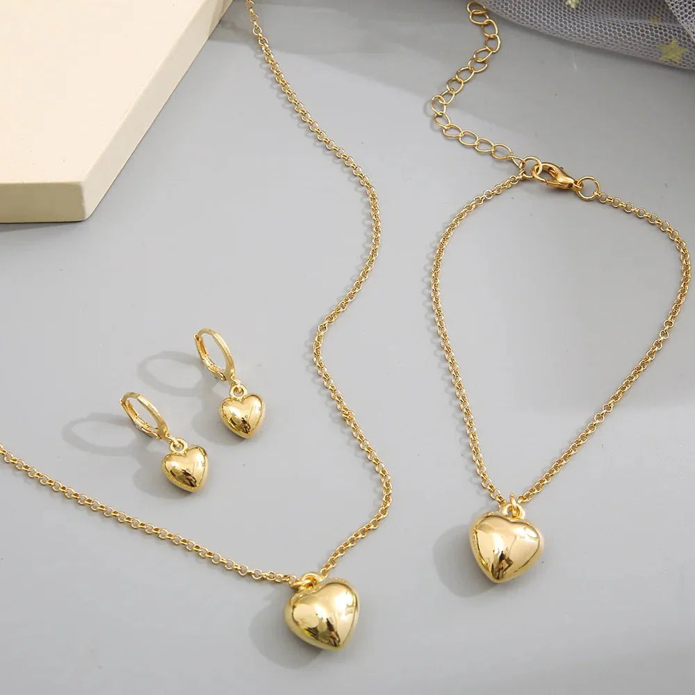 Brehn | Zarte Ballon Herz Halskette, Armband und Ohrringe Set