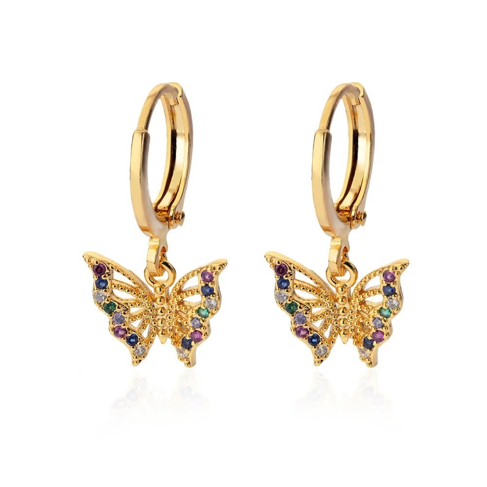 Brehn | Zarte Farbige Diamant Schmetterling Ohrringe
