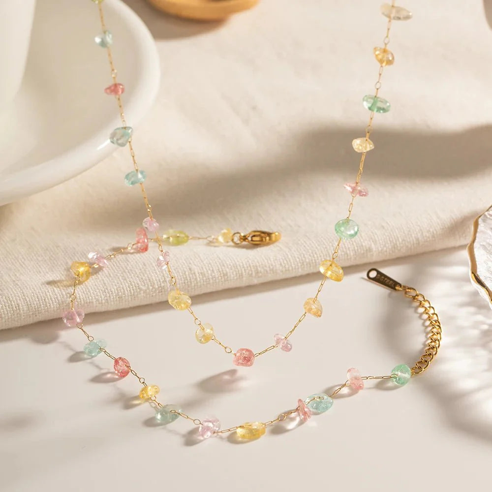 Brehn | Zartes Kristallarmband und Halskettenset