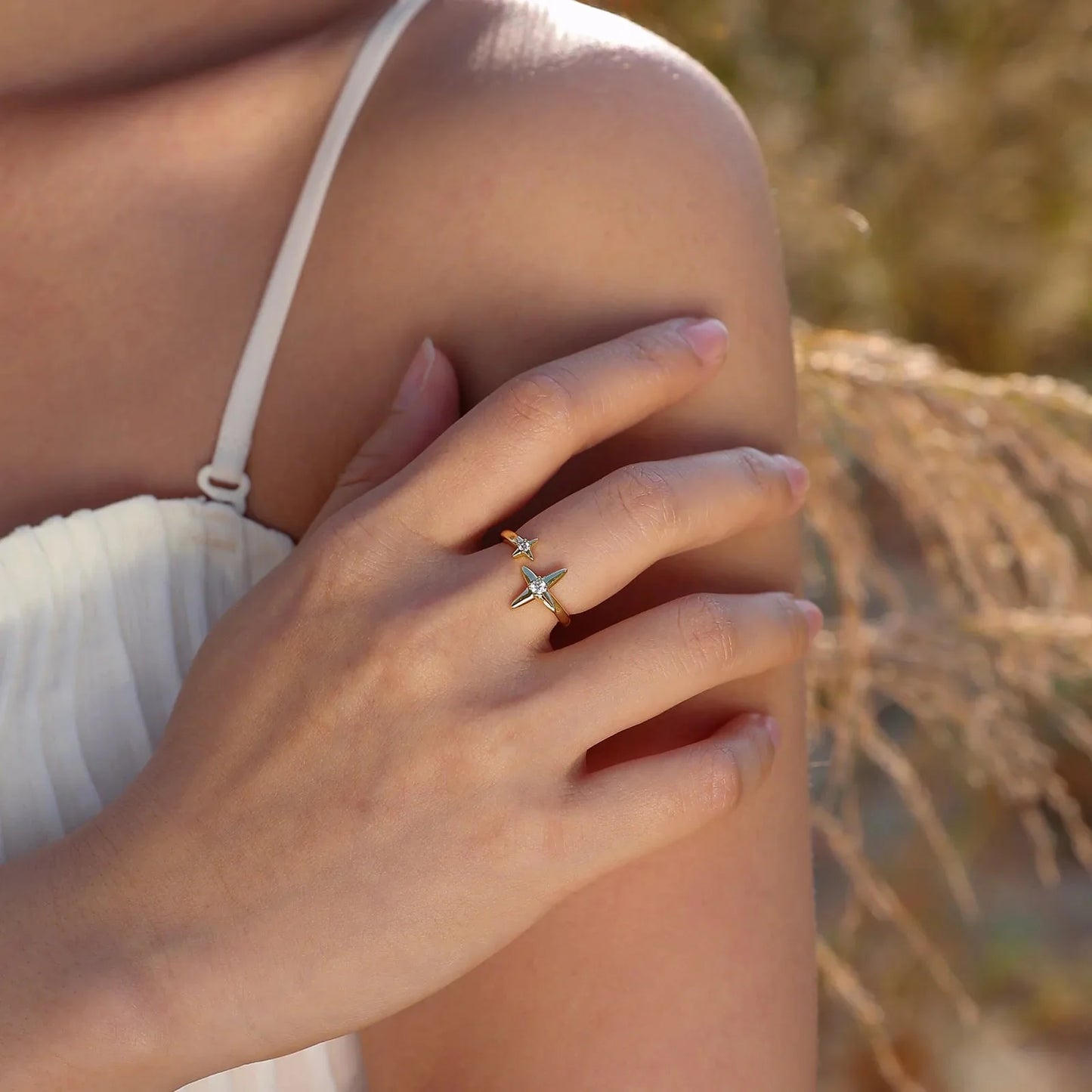 Brehn | Zierlicher Diamant Verstellbarer Ringstapel