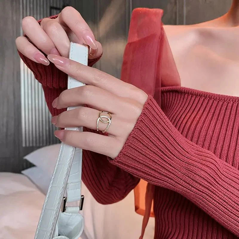 Brehn | Zierlicher Diamant Doppelter Wickelverstellbarer Ring