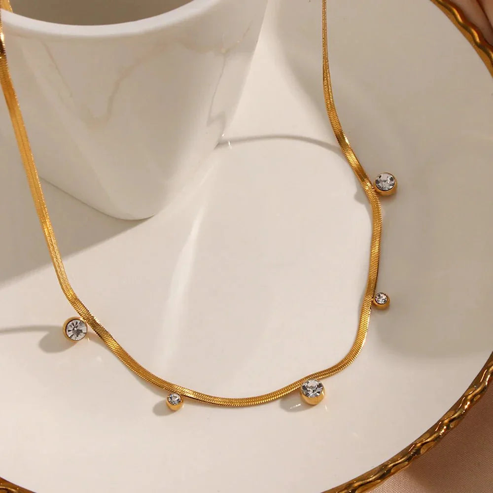 Brehn | Zierliche Diamant-Herringbone-Choker-Halskette