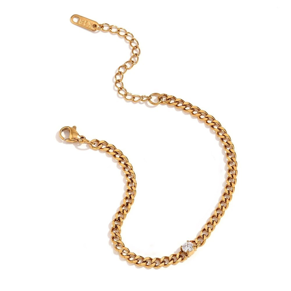 Brehn | Zierliches Diamantset Gold Cuban-Armbänder