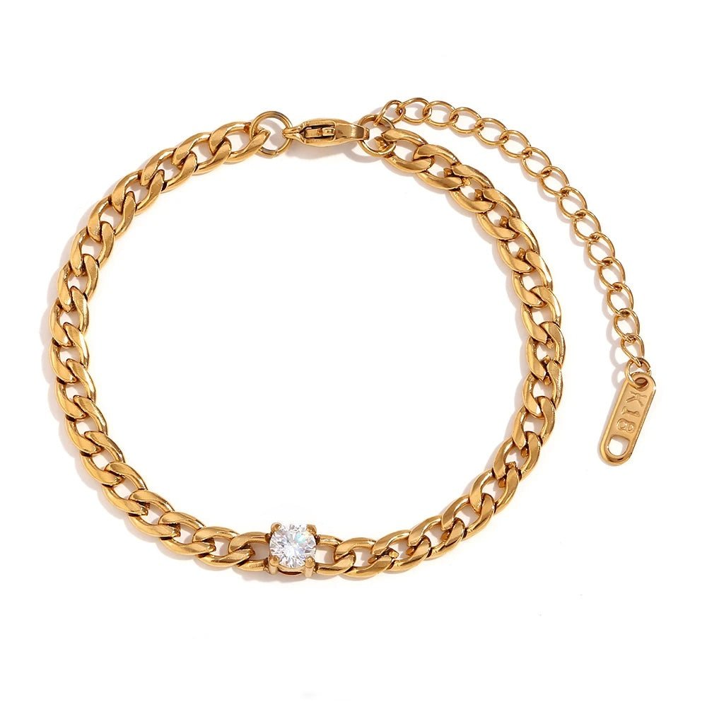 Brehn | Zierliches Diamantset Gold Cuban-Armbänder