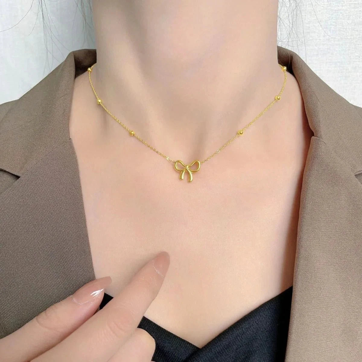 Brehn | Zierlich Feminine Schleifen Halskette
