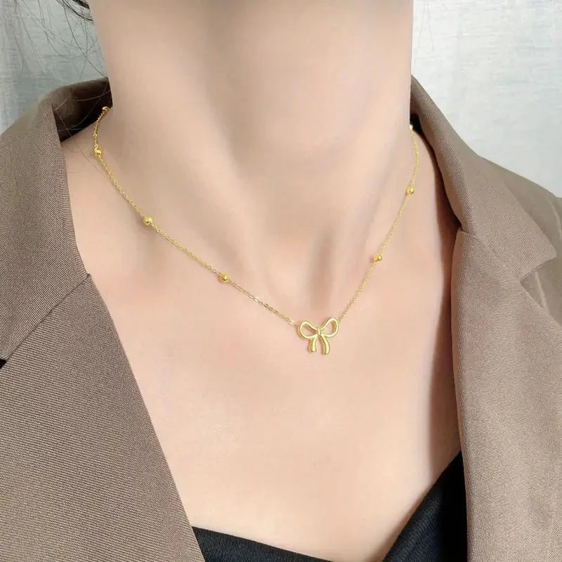Brehn | Zierlich Feminine Schleifen Halskette