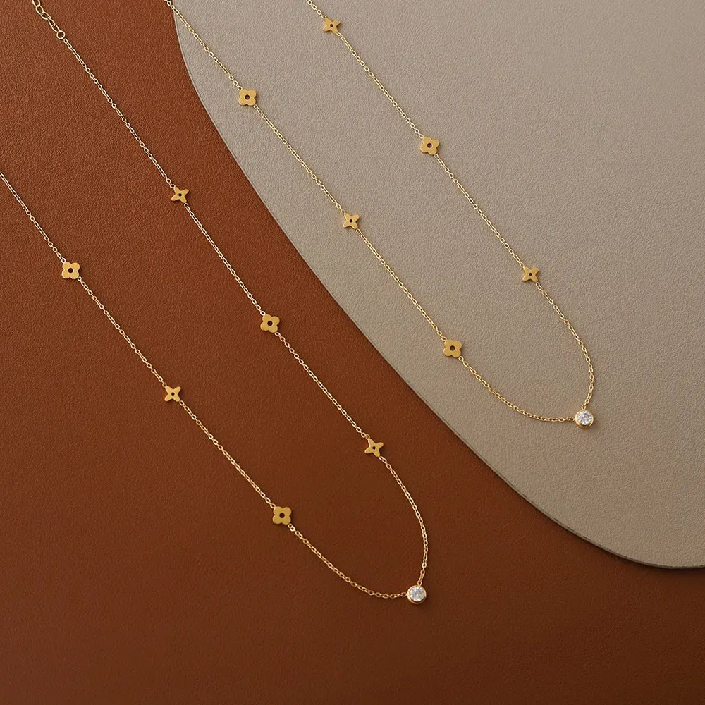 Brehn | Zarte florale Diamant-Mittelstück-Halskette