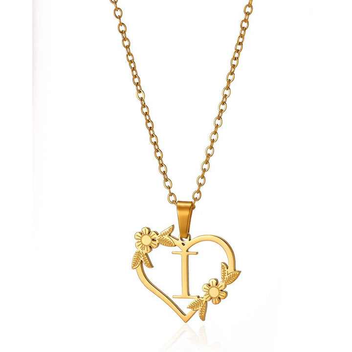 Brehn | Zarte Blumen Herz Buchstaben Anfangszeichen Halskette