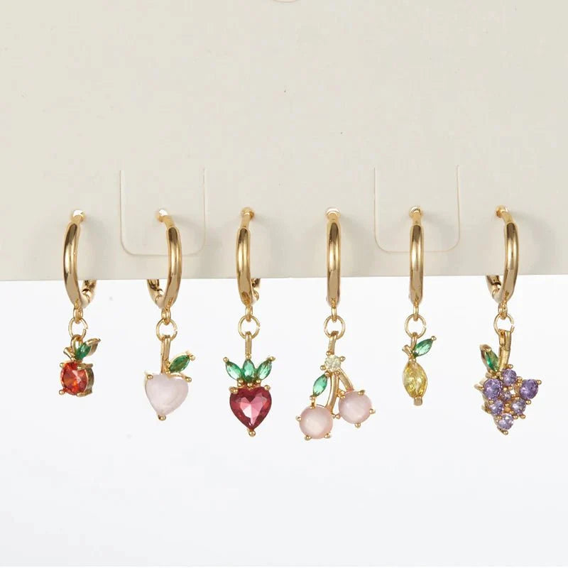 Brehn | Zierliche Obst Creolen & Stecker Ohrringe