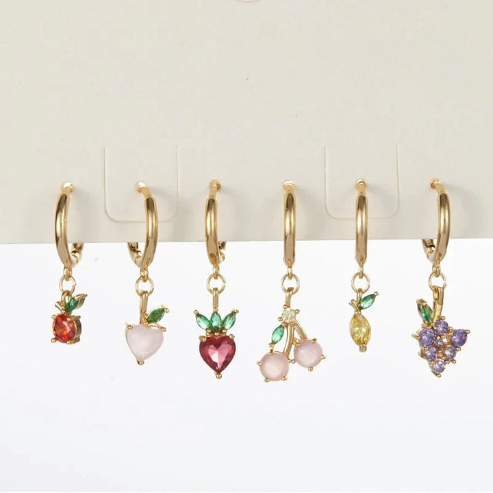 Brehn | Zierliche Obst Creolen & Stecker Ohrringe