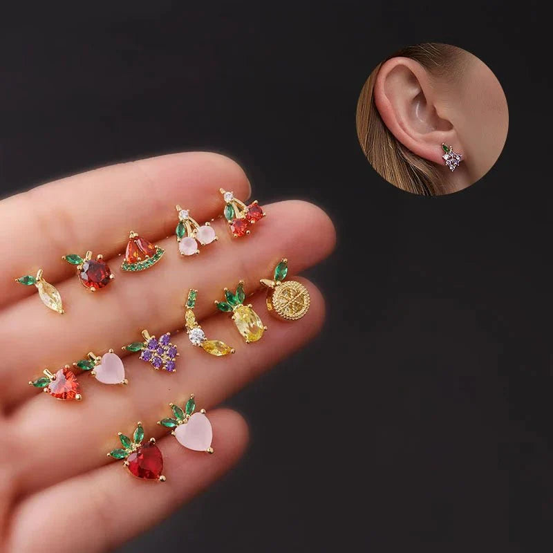 Brehn | Zierliche Obst Hoop & Stud Ohrringe