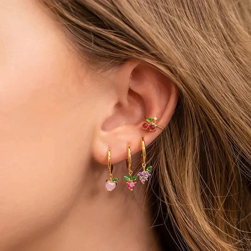 Brehn | Zierliche Obst Hoop & Stud Ohrringe