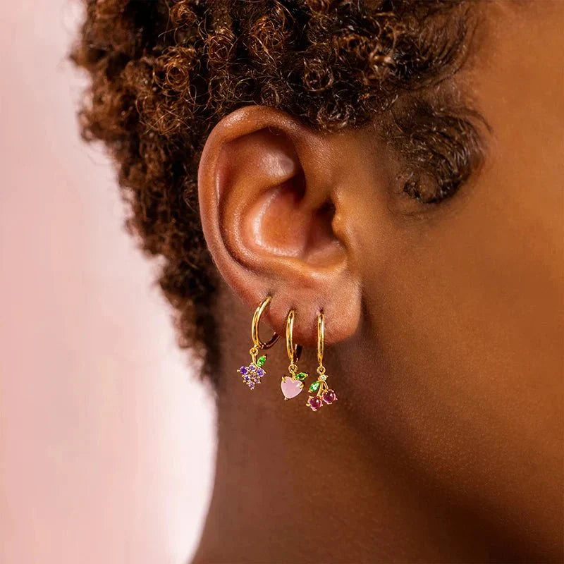 Brehn | Zierliche Obst Hoop & Stud Ohrringe