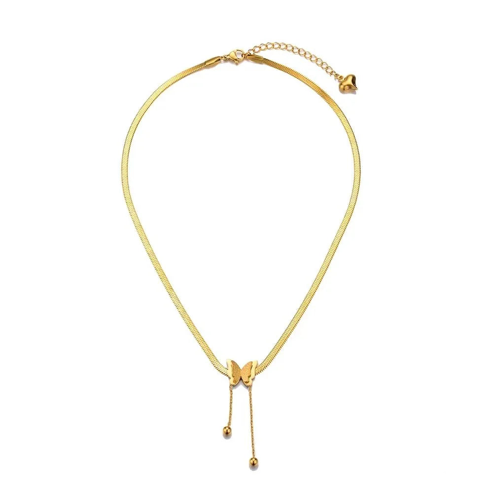 Brehn | Zarte Fischgräten-Butterfly-Ohrhängern-Collier