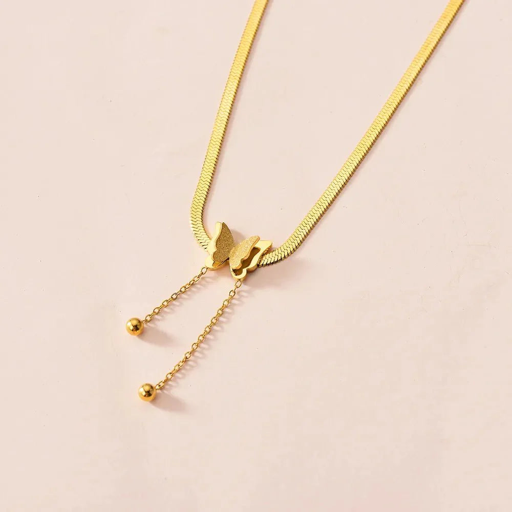 Brehn | Zarte Fischgräten-Butterfly-Ohrhängern-Collier