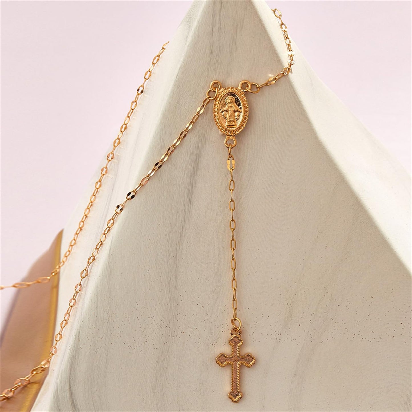 Brehn | Zierliches Lariat Kreuz Rosenkranz Halsband