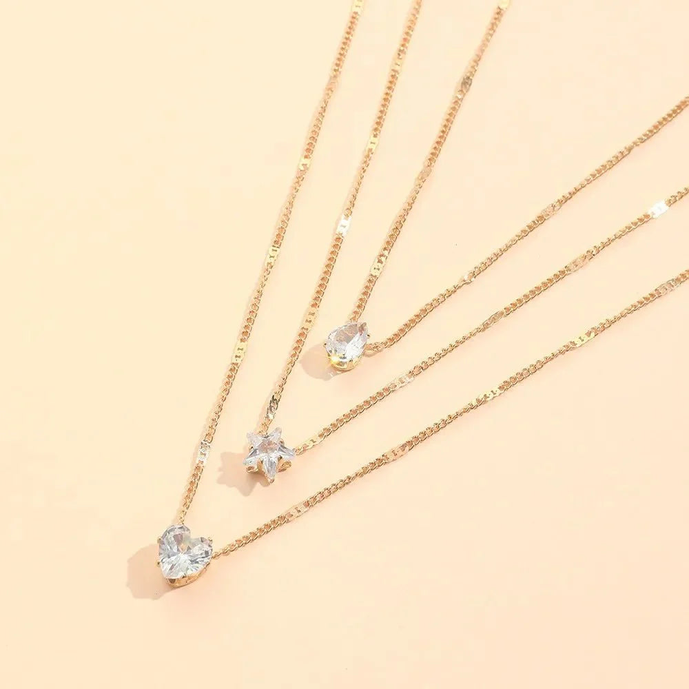 Brehn | Zierliche geformte Diamanten Halskette Stapel