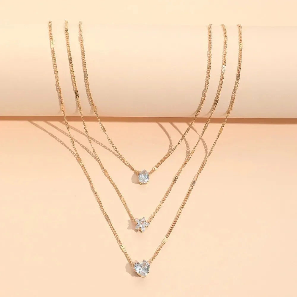 Brehn | Zierliche geformte Diamanten Halskette Stapel