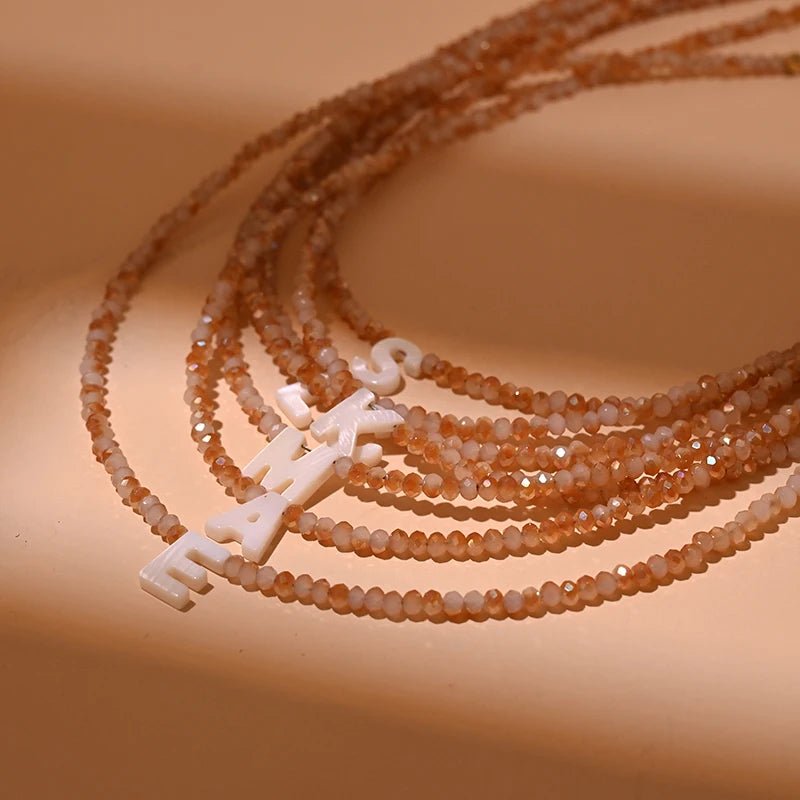 Brehn | Zierliches Steinperlen-Initialen-Halsband