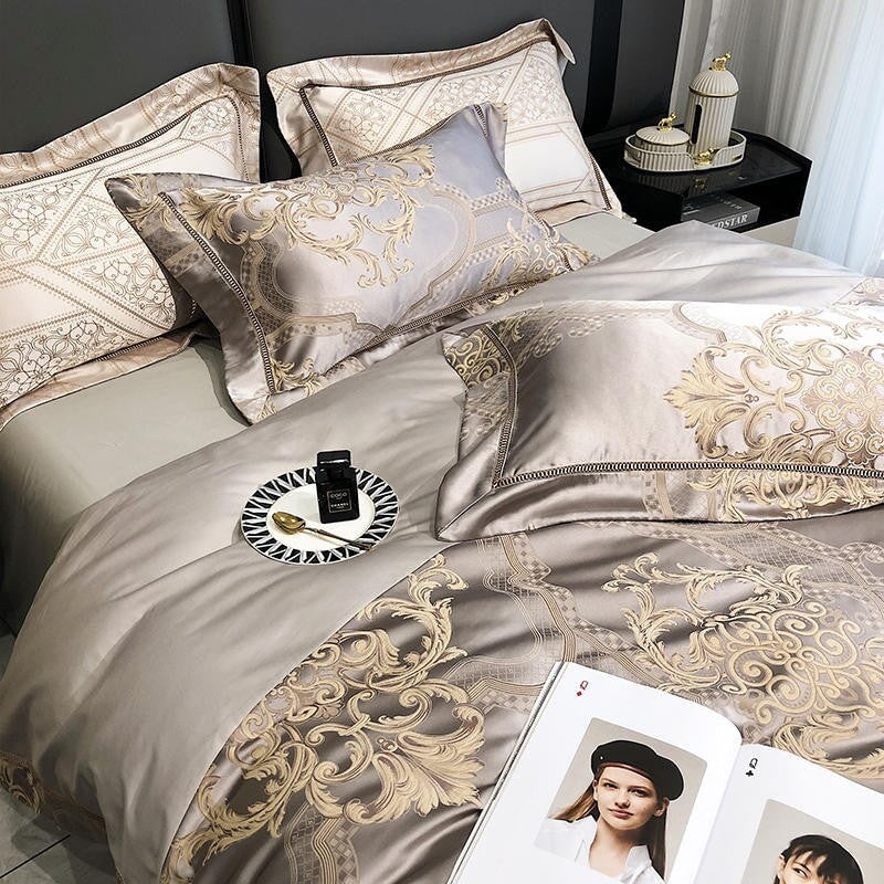 Damast Luxus Bettbezug Set – 1000 TC ägyptische Baumwolle für ultimativen Komfort | Brehn