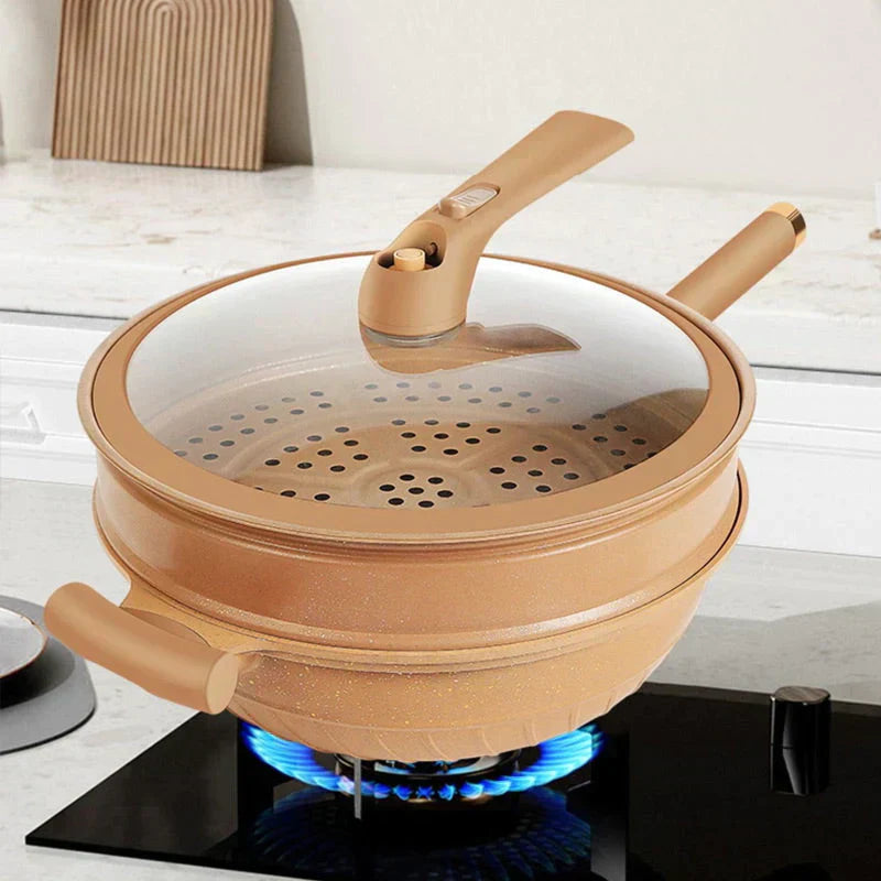 Brehn | Multifunktionale Wok-Pfanne mit Antihaftbeschichtung - CookFlex