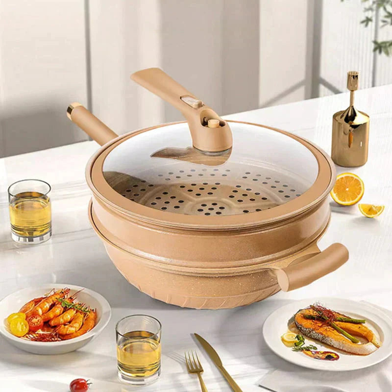 Brehn | Multifunktionale Wok-Pfanne mit Antihaftbeschichtung - CookFlex