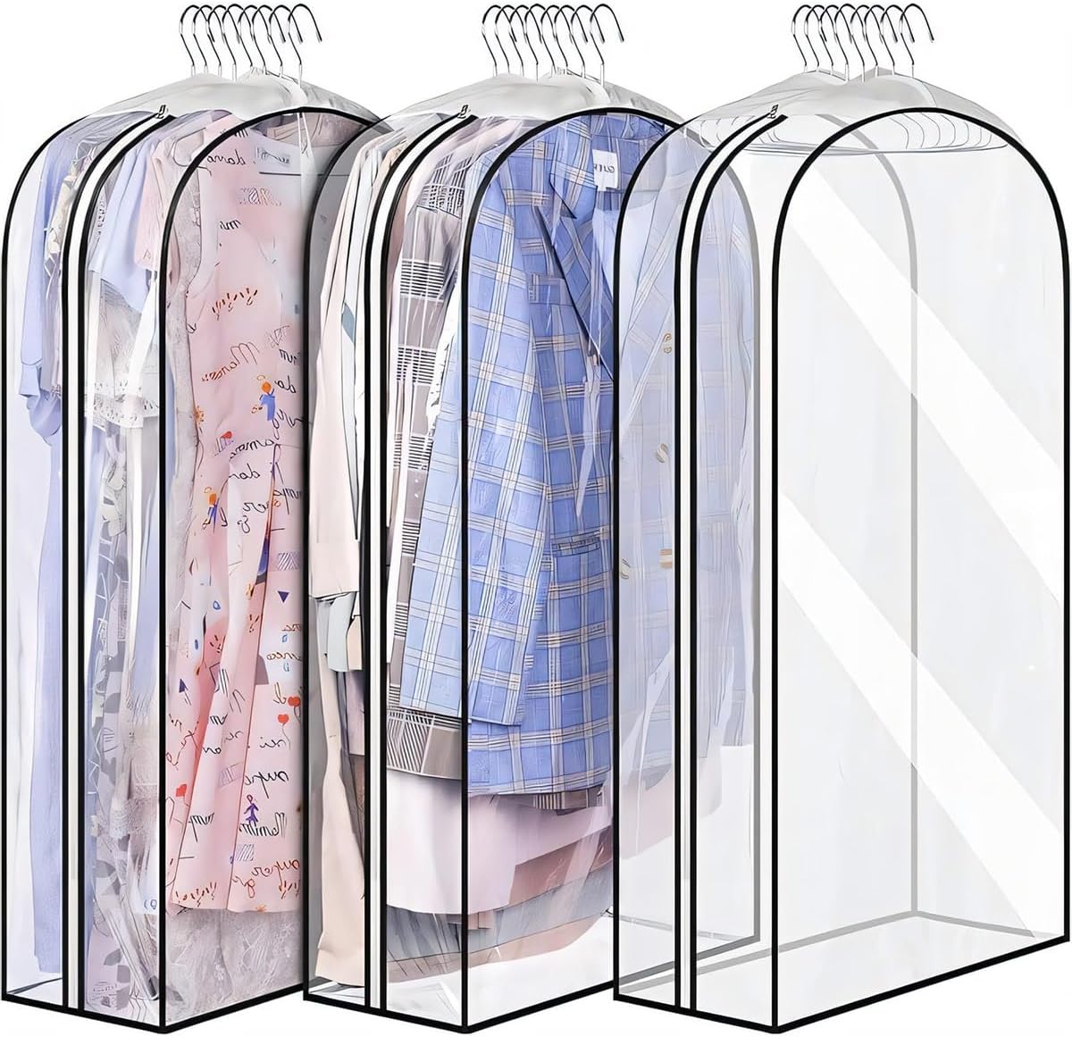 Transparente Kleidungsbezüge mit Einsätzen – 6er-Pack Seitenreißverschluss Aufbewahrungsbezüge | Brehn