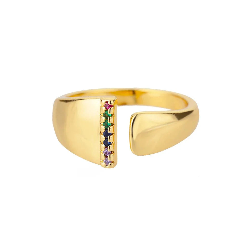 Brehn | Strahlende Regenbogen benutzerdefinierte Buchstaben Ring Initialen