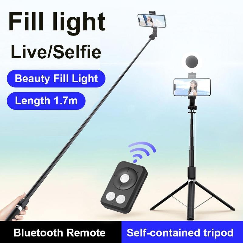 Neuer 6-in-1-Selfie-Stick mit Aufhelllicht