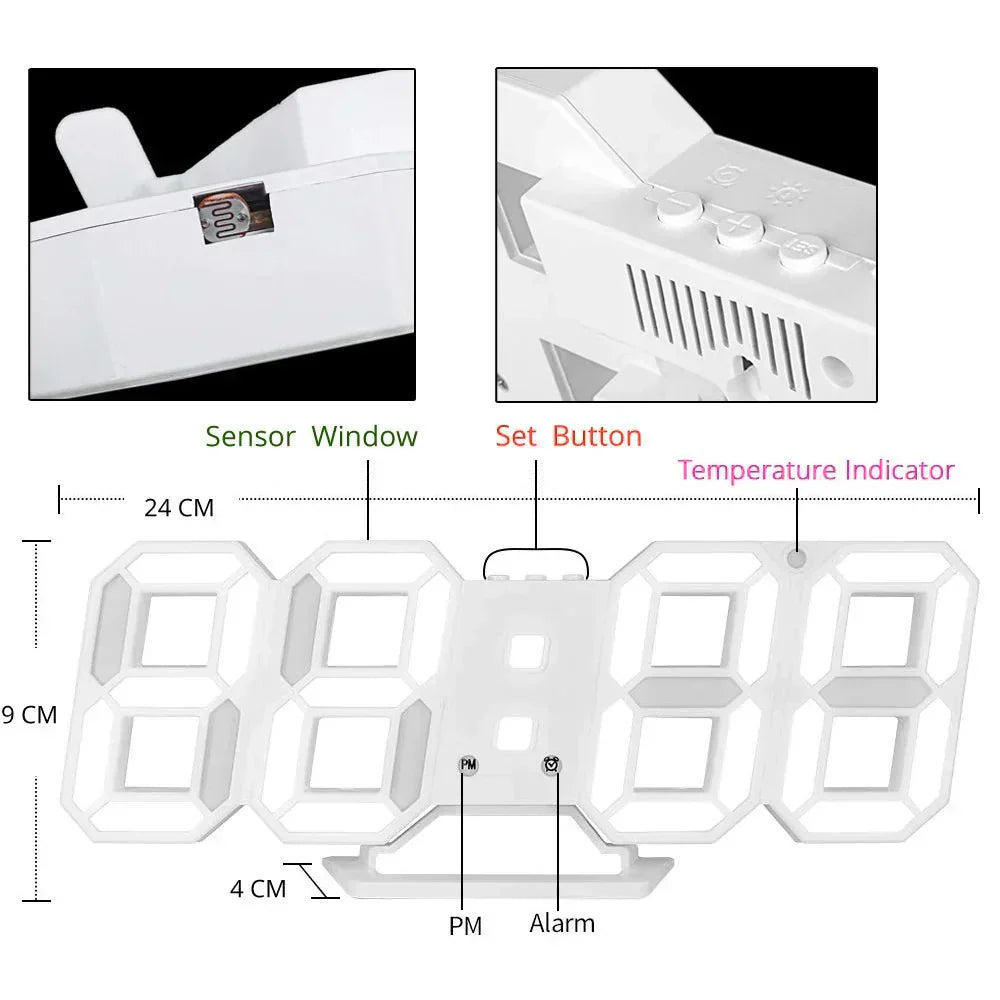 Digitale 3D-LED-Wanduhr – Modernes Design mit Dimmfunktion und optimaler Ablesbarkeit