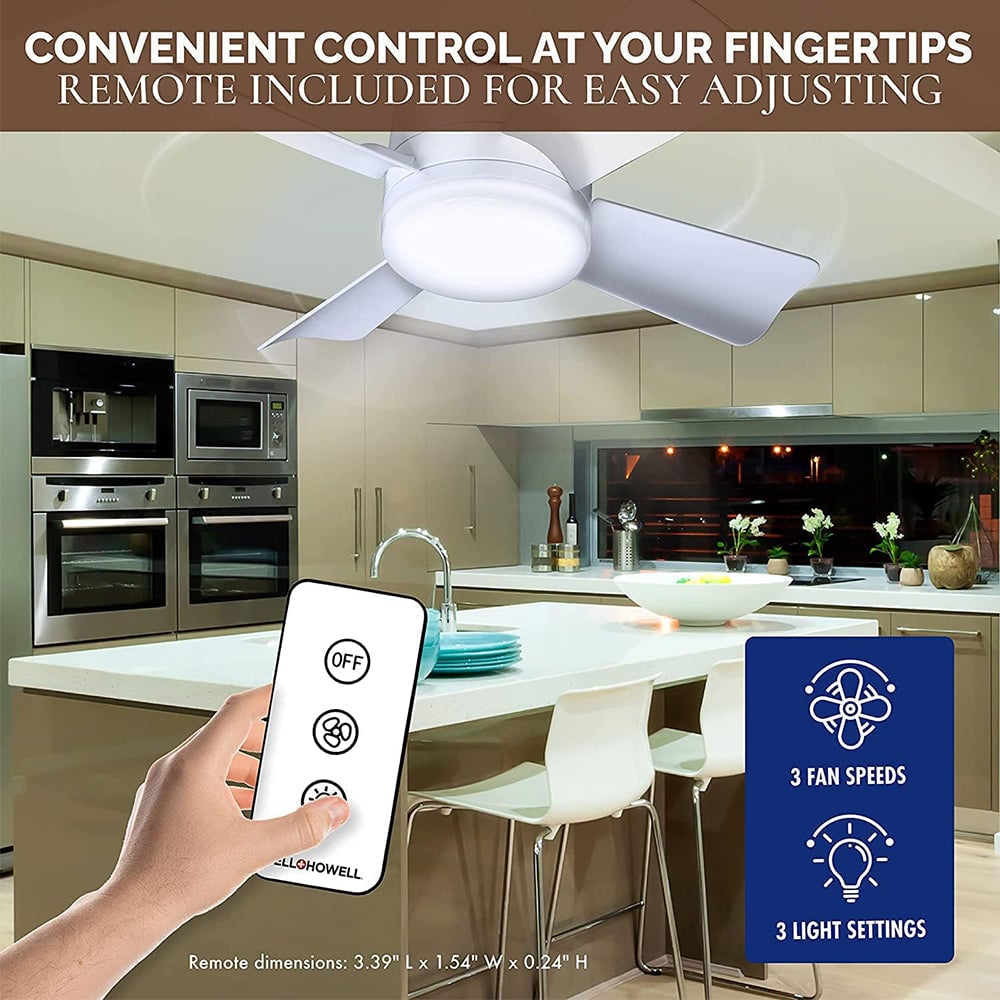 2-in-1 LED-Deckenventilatorlicht mit Fernbedienung, E27/B22-Basis | Brehn