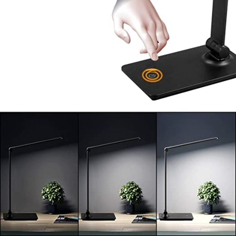 Brehn | LED-Schreibtischlampe, Touch-Control-Schreibtischlampe mit 3 Helligkeitsstufen, dimmbare Büronlampe mit verstellbarem Arm, faltbare Tischlampe für Tisch Schlafzimmer Nachttisch Büro